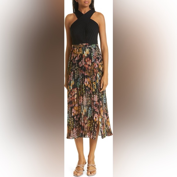 Ted Baker Dresses & Skirts - Ted Baker Aquila Cross Front Pleated Knit Bodice Dress size 2 US SIZE 6